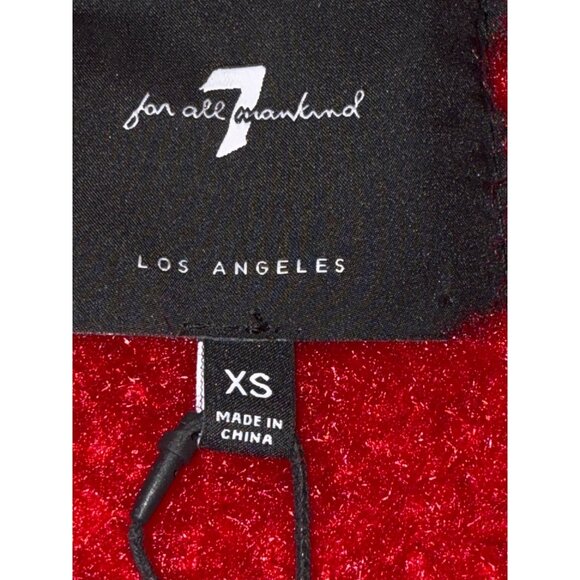 7 For All Mankind Faux Patent Leather Sherpa Moto Jacket Women's XS New with Tag - Picture 4 of 5